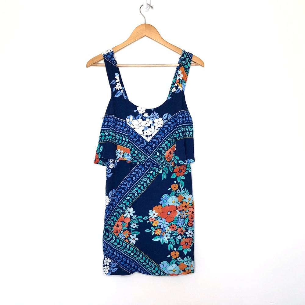 Anthro, Maeve Navy Floral Sleeveless Mini Dress